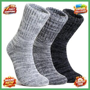 Merino Wool Thermal Boot Socks 3 Pairs Thick Warm Hiking Ski Socks